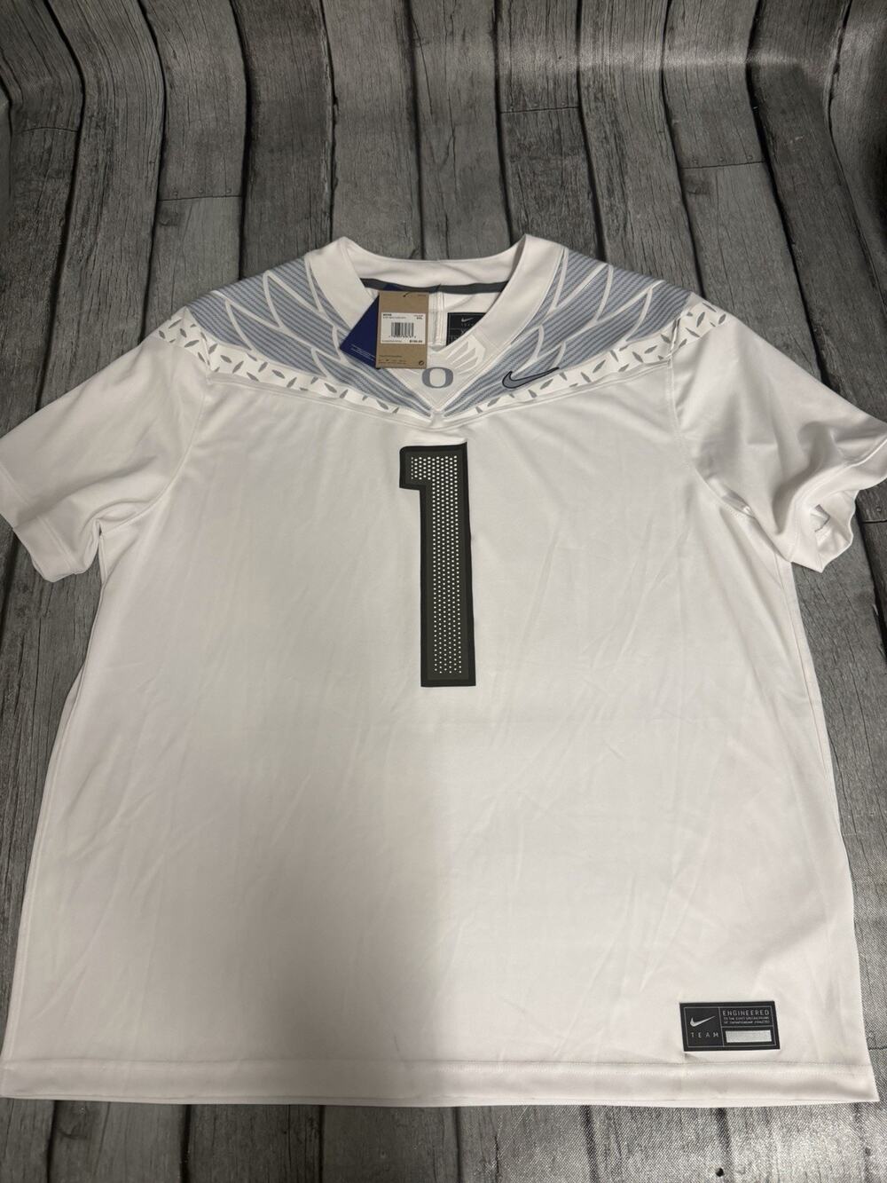NWT Men’s Nike #1 Oregon Ducks Game Football Jersey - White Sz XXL READ